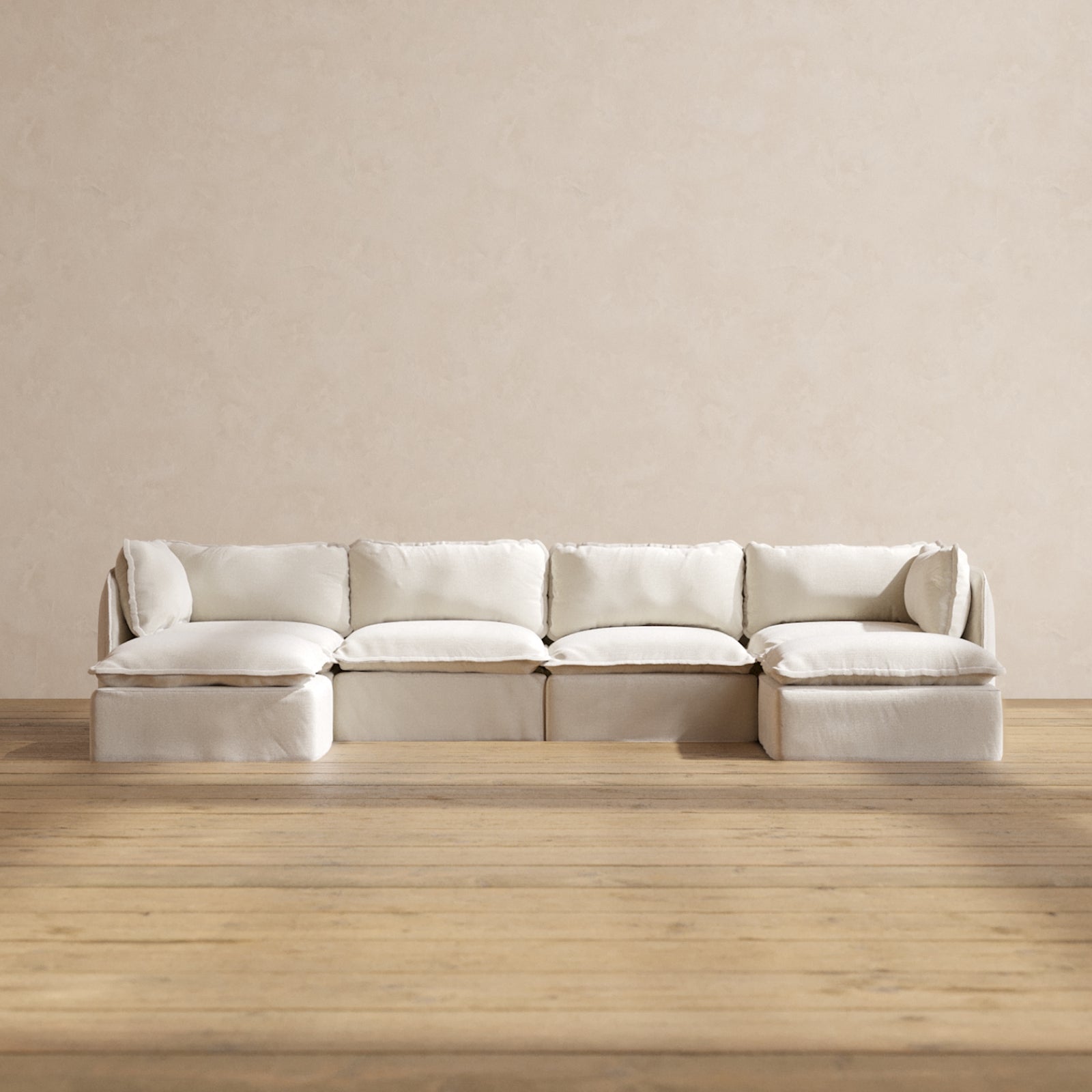 Modular Performance 4-Seater U-Shaped Sectional Sofa in Luxe Fabric | Premium Comfort for Living Room, Family Room & Home Theater