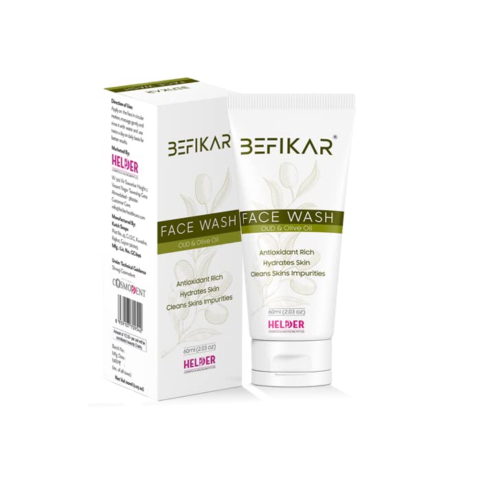BEFIKAR OUD & Olive Oil Face Wash 60ml - Natural Cleanser for Glowing Skin - Perfect for Daily Skincare Routine & Sensitive Skin Care