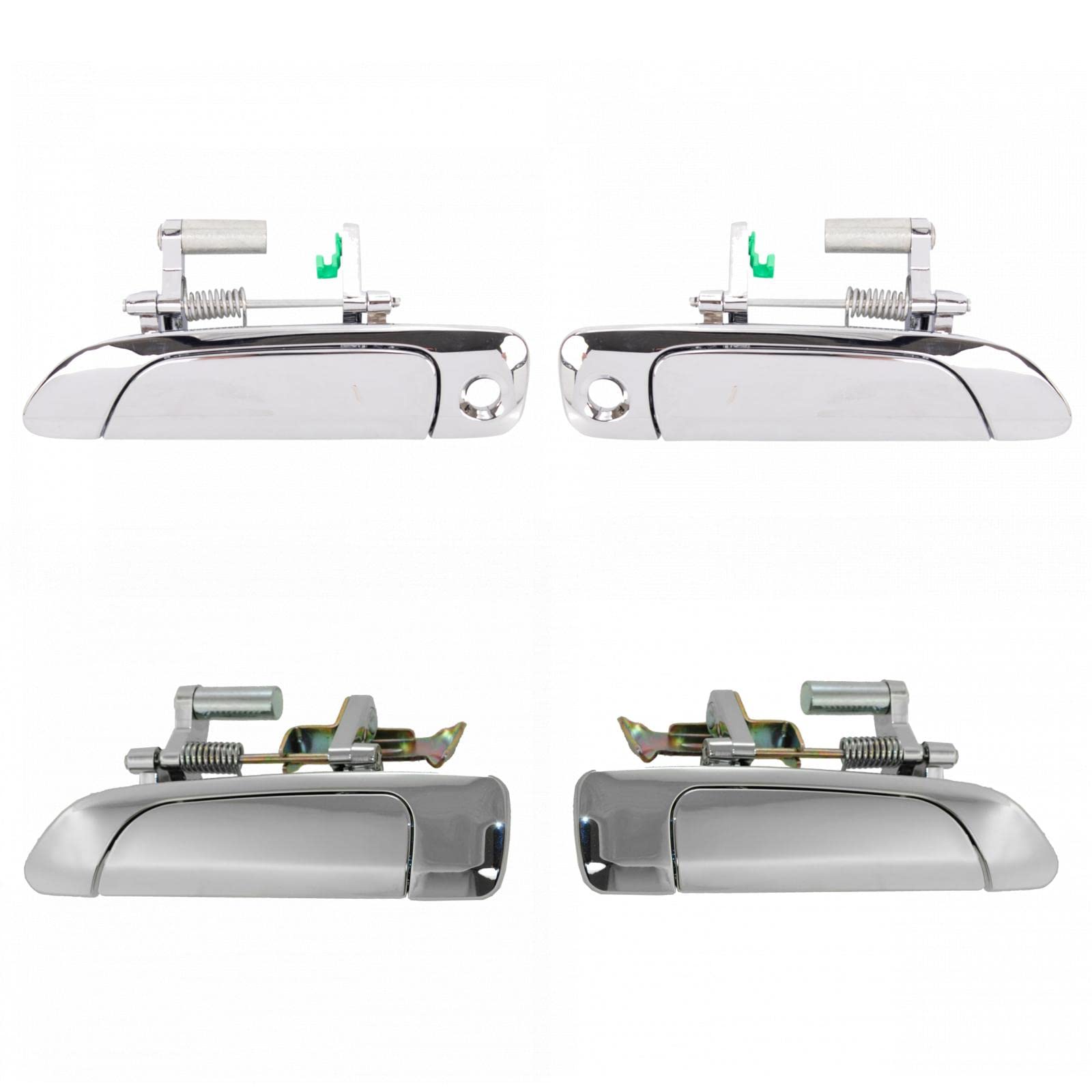 Chrome Exterior Door Handles Kit - Set of 4 for 2001-2005 Honda Civic | Durable Replacement for Car Door Accessories | Perfect for DIY Installation & Vehicle Upgrades