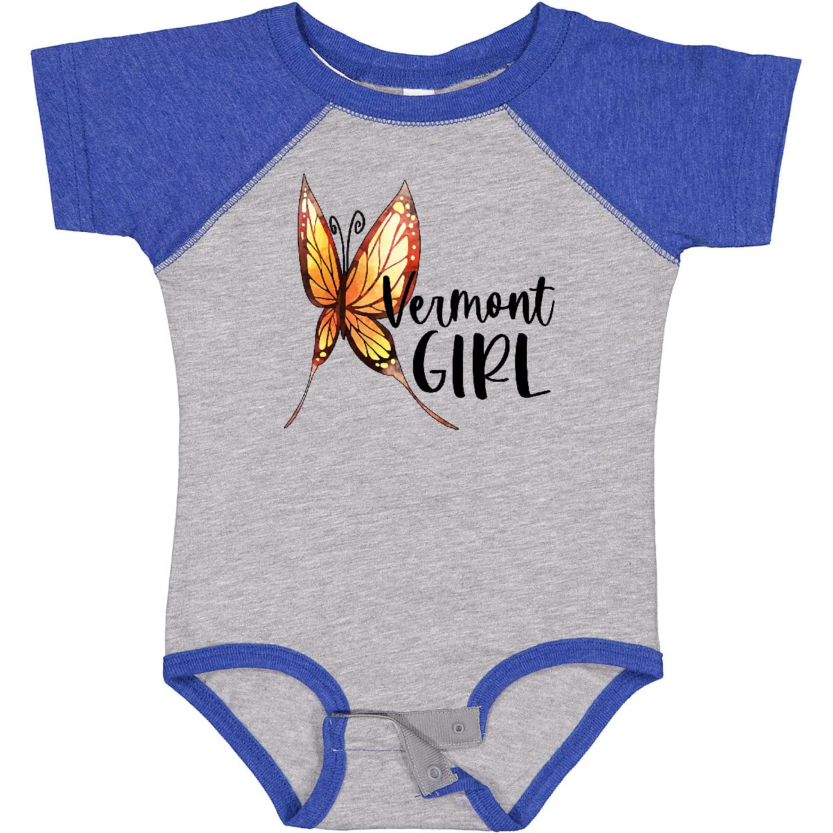 Inktastic Vermont Girl Butterfly Baby Bodysuit - Cute Butterfly Print Onesie for Newborns & Infants - Perfect for Everyday Wear, Photo Shoots & Special Occasions