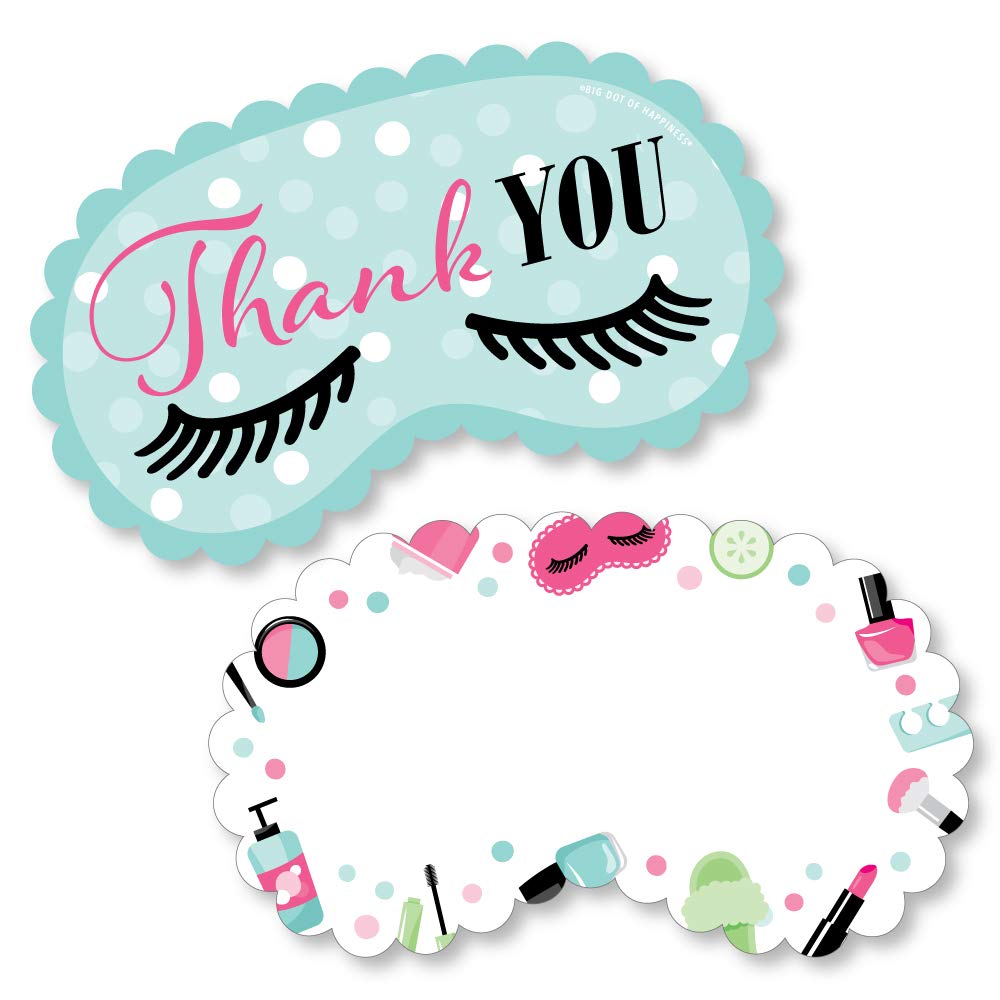 Big Dot of Happiness Spa Day Thank You Cards - 12 Pack Girls Makeup Party Note Cards with Envelopes | Perfect for Birthday Party Favors, Bridal Shower Gifts & DIY Craft Projects