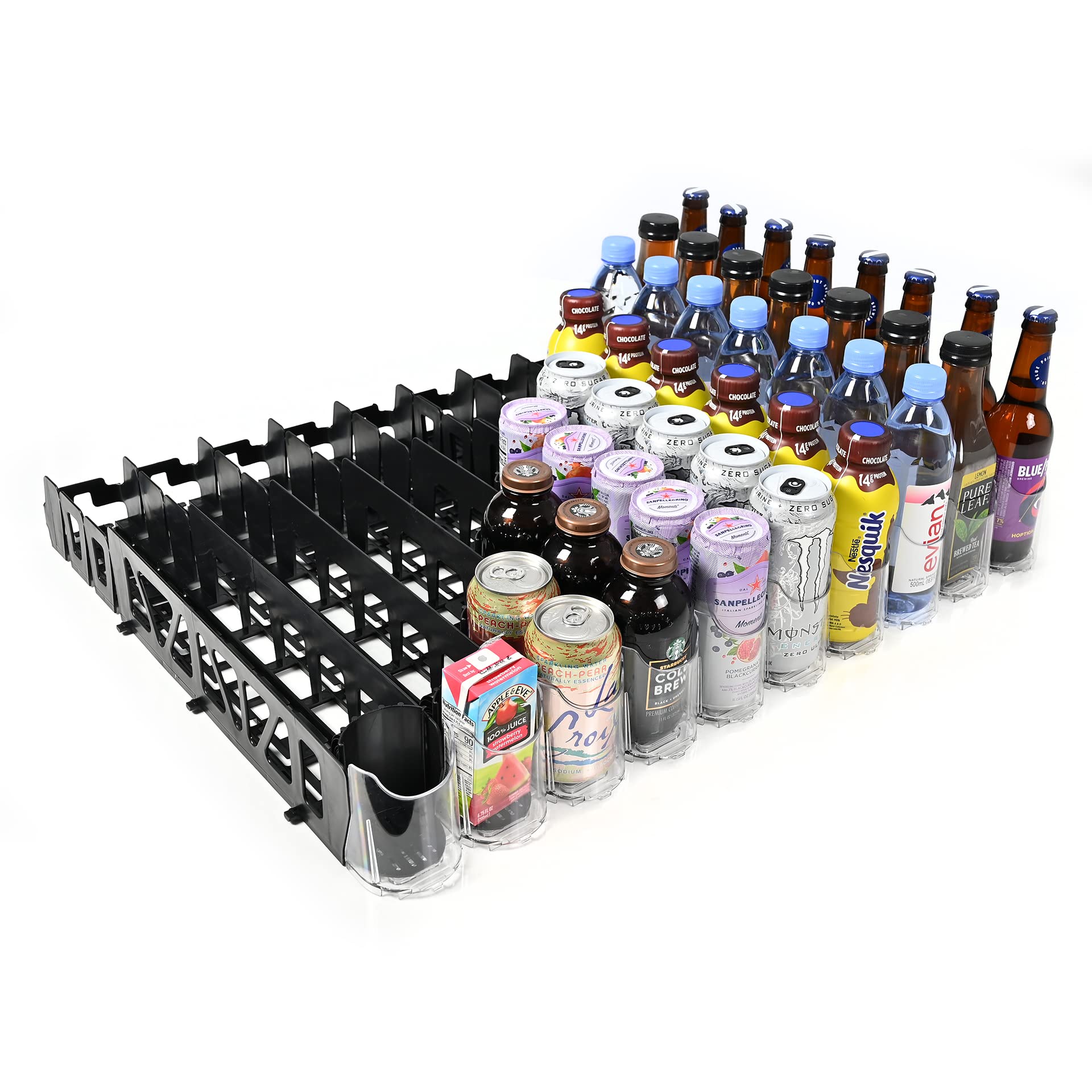 Visi-FAST Spring Push Drink Dispenser - 12/16 oz Beverage Organizer for Cans & Bottles - Fridge Storage for Home & Commercial Use (2-Pack) - Perfect for Parties, Offices & Kitchen Organization