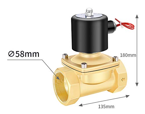12V DC 2 Inch Brass Solenoid Valve - Normally Open (NO) for Water, Air & Gas Control - Perfect for Irrigation Systems, HVAC, and Industrial Automation