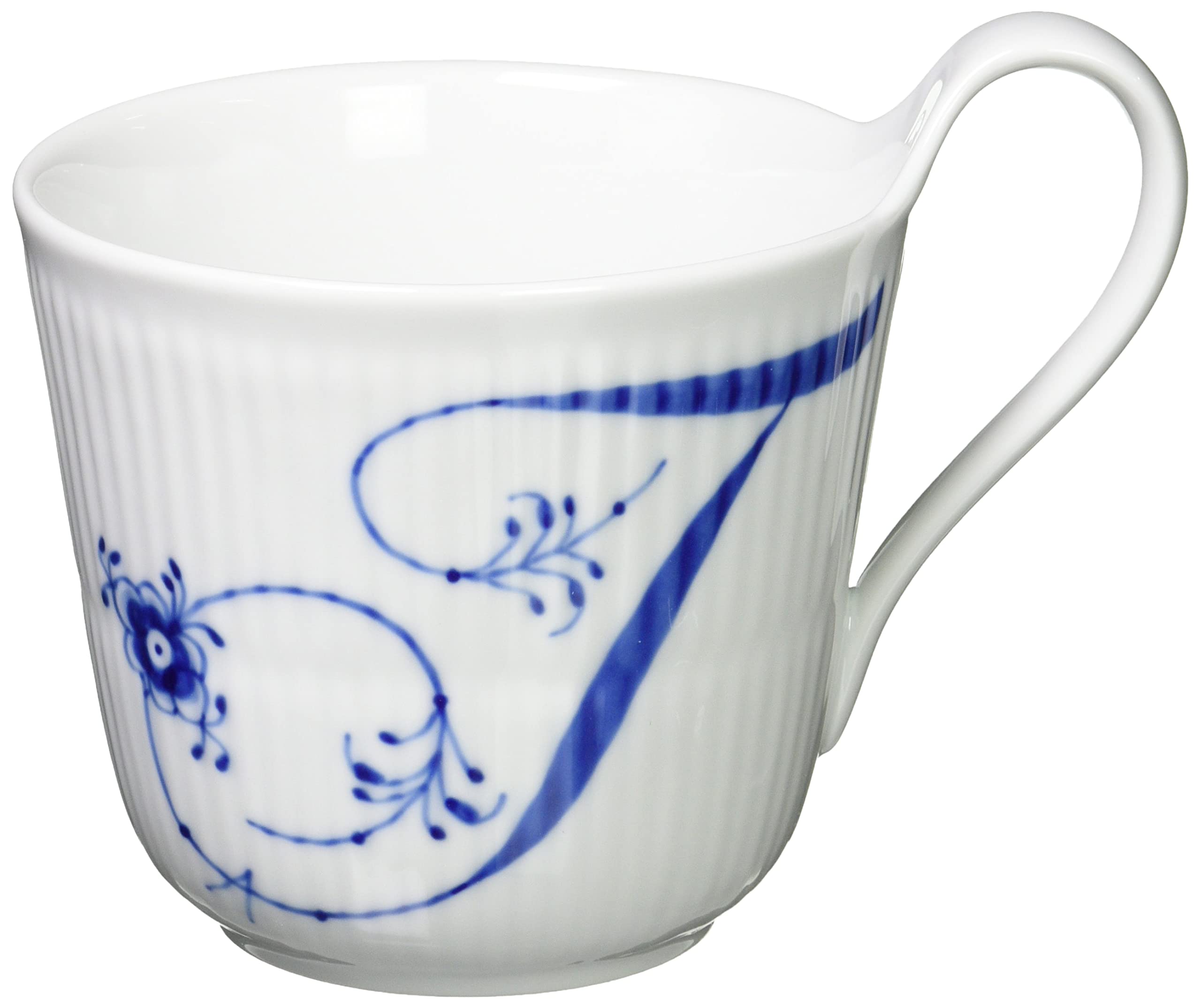 Royal Copenhagen Blue Fluted Plain High Handle Coffee Mug - 11.2 oz (330ml) Porcelain Tea Cup - Elegant Wedding Gift, Bridal Shower Present - Perfect for Afternoon Tea & Coffee Break at Home or Office