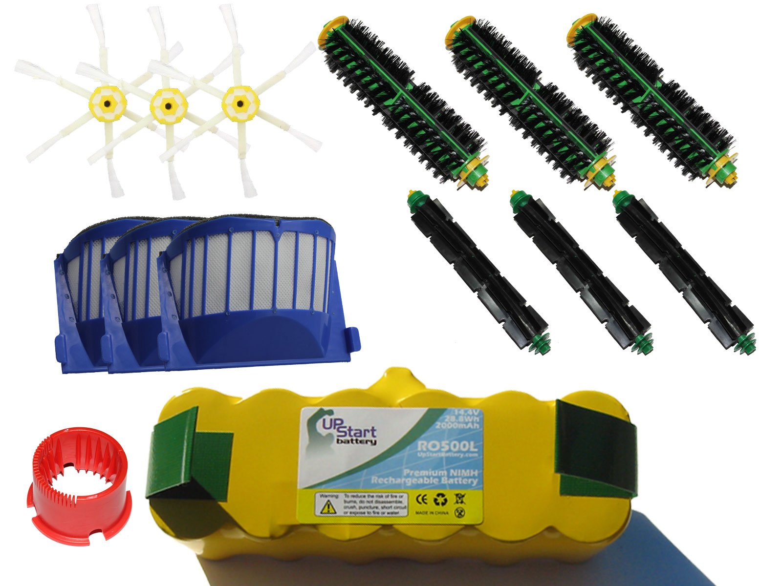 iRobot Roomba 532 Replacement Parts Kit - 1 Battery, 3 AeroVac Filters, 3 Bristle Brushes, 3 Beater Brushes, 3 Side Brushes & Cleaning Tool - Compatible with Pet Series - Perfect for Home Cleaning & Maintenance