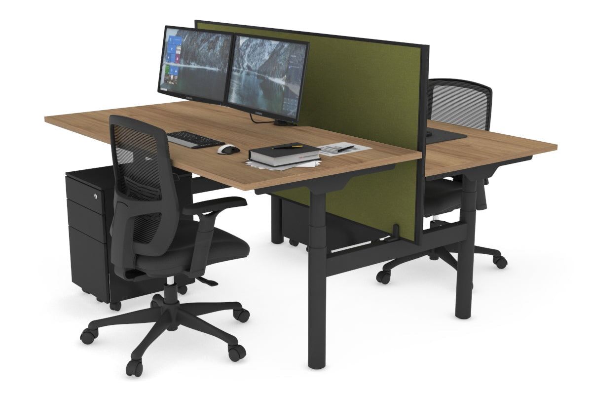 Flexi Premium Height Adjustable 2 Person H Bench Workstation - Black Frame [1600L x 800W with Cable Management] - Ideal for Office, Home Workspace & Collaborative Work Environments
