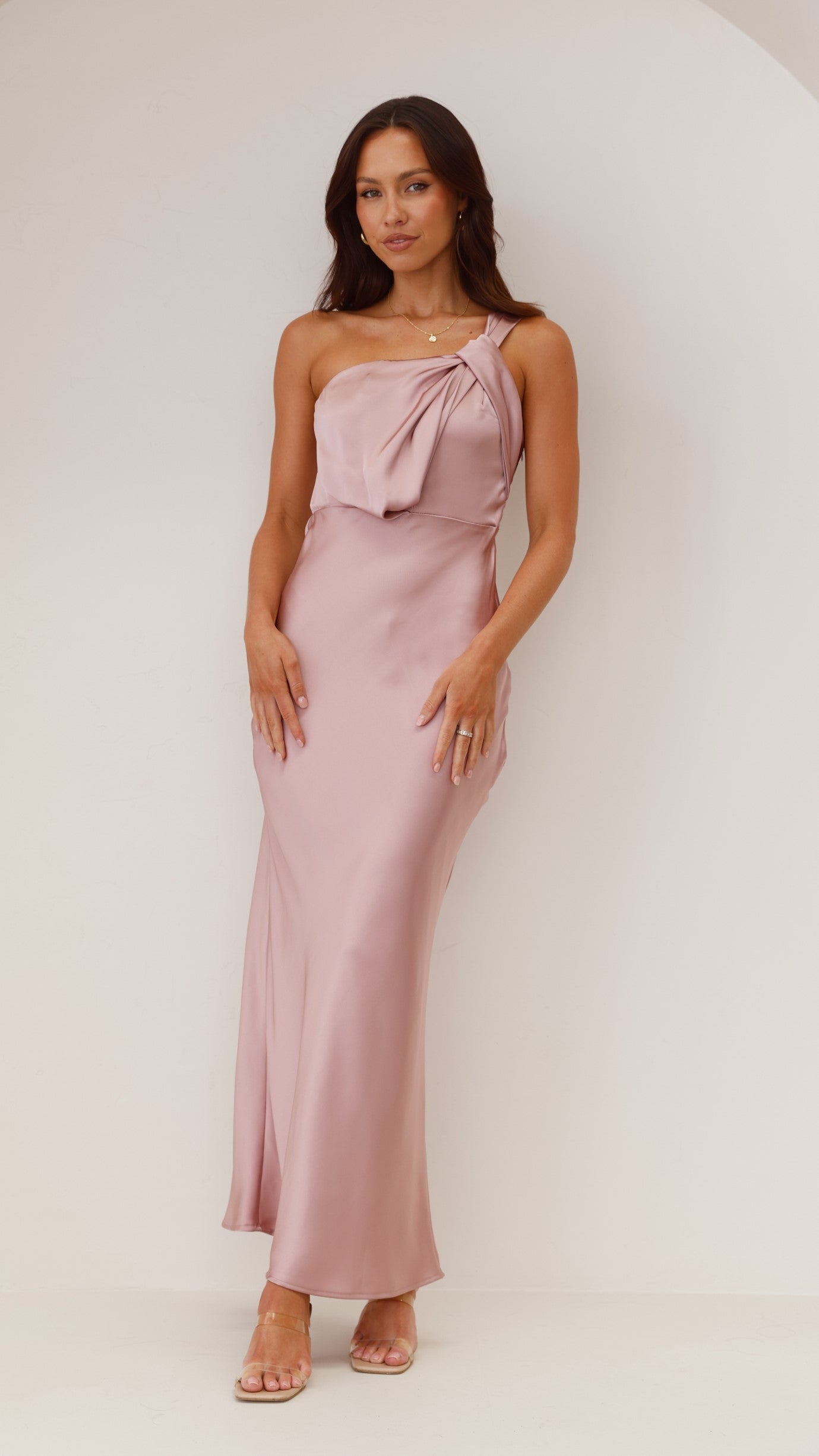 Greta Maxi Dress for Women - Elegant Dusty Pink Flowy Long Dress for Summer, Beach, Wedding & Special Occasions