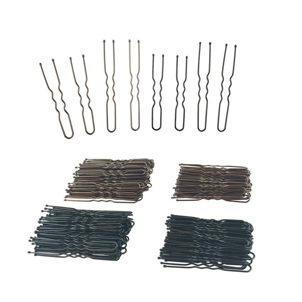 200Pcs U-Shaped Hair Pins for Bun & Updo Hairstyles - 5cm & 6cm Assorted Sizes in Brown & Black - Secure Hair Accessories with Storage Box by KeJian - Perfect for Weddings, Prom, Daily Styling & Salon Use