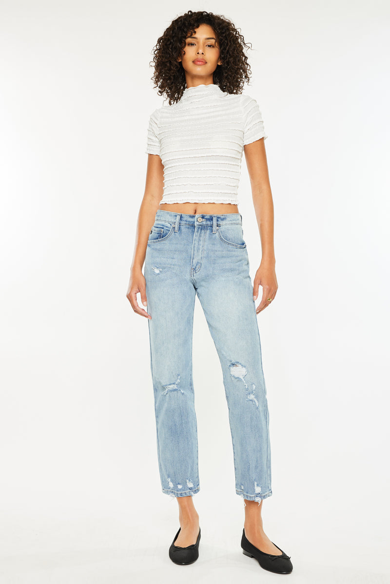 Missy High Rise Slim Straight Leg Jeans for Women - Comfortable Stretch Denim Pants for Casual Wear & Everyday Outfits