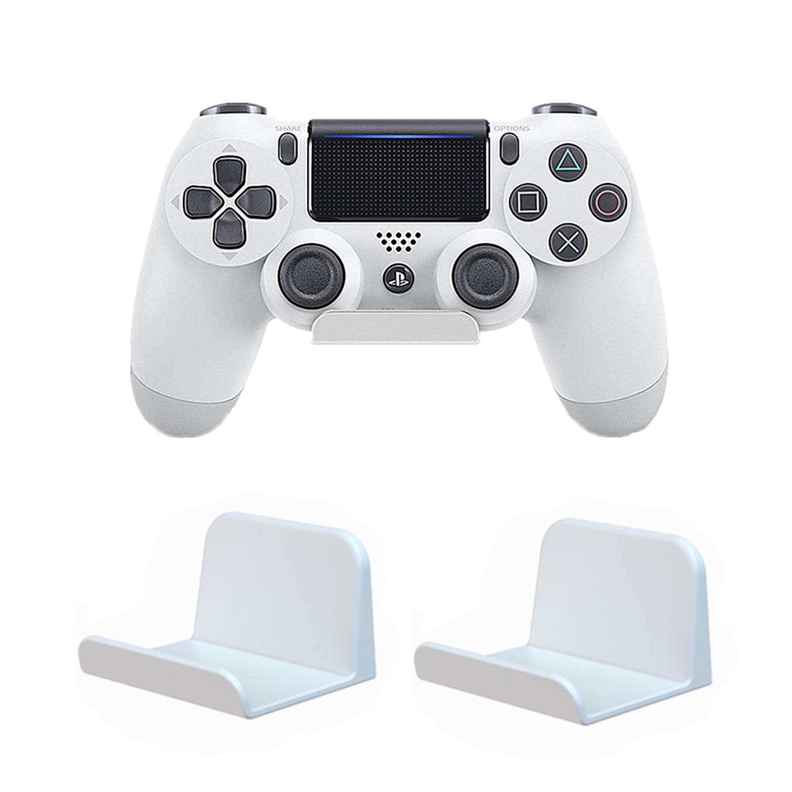 ForBEST 2 Pack PS4 PS5 Controller Wall Mount Headphone Stand - Universal Gaming Accessories Holder for Controllers, Cables, Headphones, Gamepads, Umbrellas & Bags - Perfect for Gaming Room & Bedroom Organization (White)