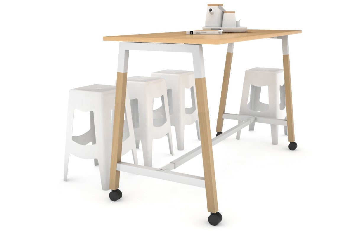 Quadro A Legs Counter Table with Wood Legs and Cross Beam - 925H [1600L x 700W] - Perfect for Restaurant, Bar, and Commercial Kitchen Countertops