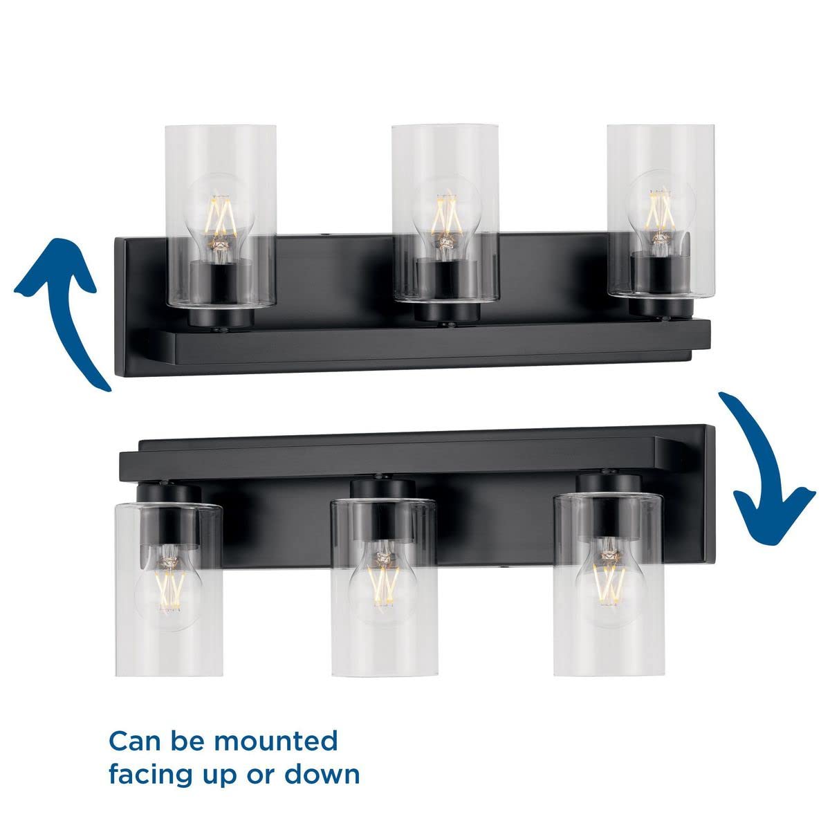 Goodwin Collection 21 Inch 3-Light Matte Black Modern Bathroom Vanity Light with Clear Glass Shades - Perfect for Bathroom Mirror Lighting, Powder Room, and Master Bath Decor