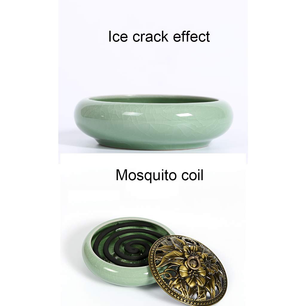 Ceramic Mosquito Coil Holder - Elegant Celadon Incense Burner for Indoor Use | Compatible with 2/4/6 Hour Coils, Tower & Stick Incense | Perfect for Home, Patio & Camping Mosquito Protection