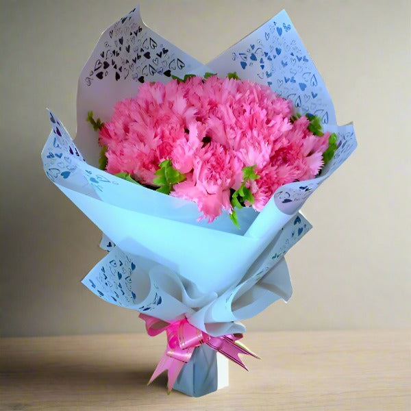 Fresh 20 Pink Carnations Bouquet - Long Lasting Flowers for Valentine's Day, Anniversary, Mother's Day & Home Decor
