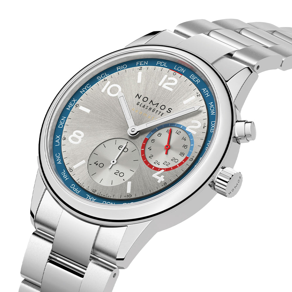 Club Sport Neomatik Worldtimer 40mm Silver Watch on Stainless Steel Bracelet - Perfect for Travel, Business & Luxury Sports Events