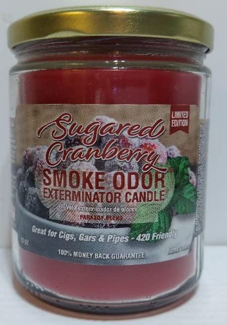 Smoke Odor Eliminator Candles - 13oz Jar Set of 2 (Sugared Cranberry & Pumpkin Spice Scent) for Home, Office, and Car Air Freshening | Long-Lasting Fragrance for Relaxation and Stress Relief