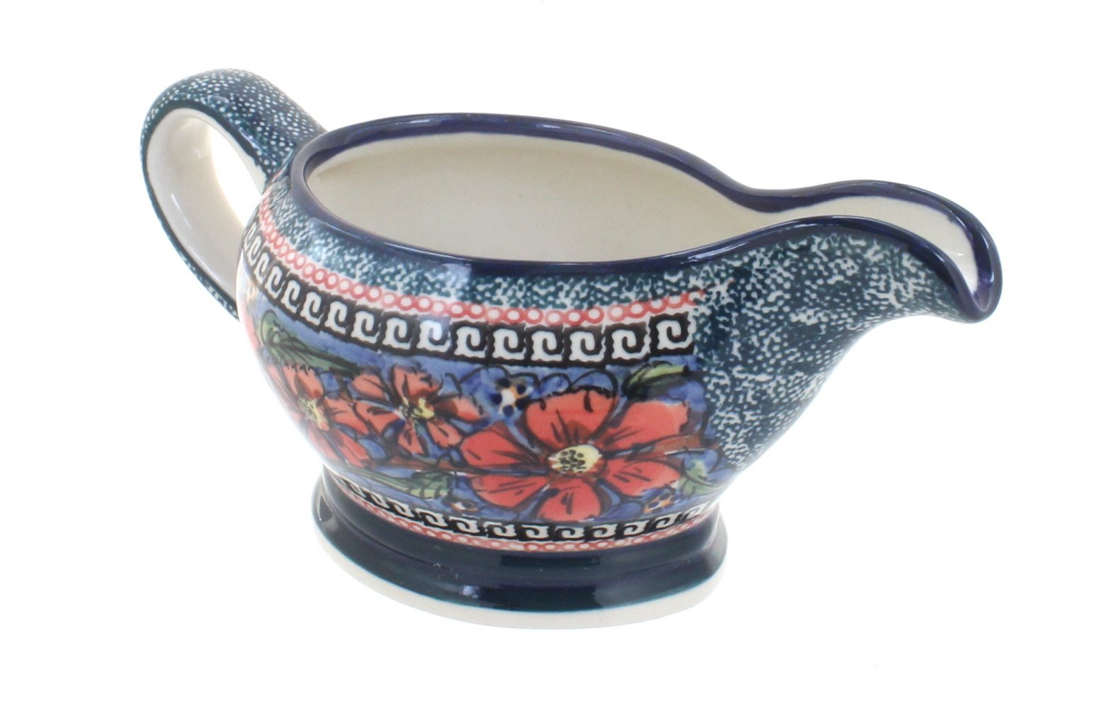 Blue Rose Polish Pottery Jungle Flower Gravy Boat - Elegant Ceramic Sauce Boat for Dining & Entertaining - Perfect for Thanksgiving, Dinner Parties & Home Decor