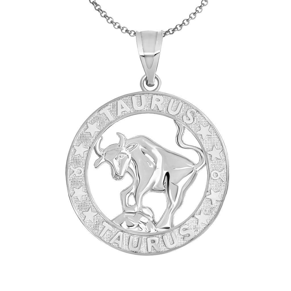 10K White Gold Zodiac Sun Sign Pendant Necklace - Personalized Zodiac Jewelry for Women - Perfect for Birthdays, Anniversaries & Everyday Wear