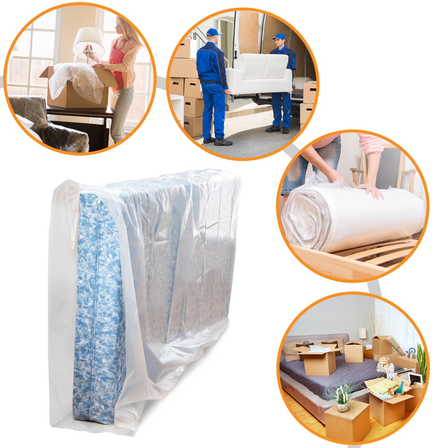 **Heavy Duty Waterproof Mattress Bag for Moving & Storage - 5 Mil Queen Size Mattress Cover (60