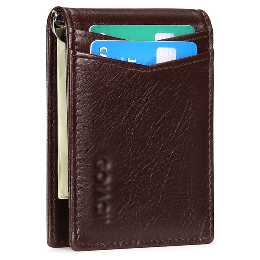 Premium Genuine Leather Wallet for Men - Slim RFID Blocking Business Card Holder with Money Clip | Credit Card & ID Organizer (11.5 x 8.5cm) | Perfect for Office, Travel & Everyday Carry (Color: Brown)