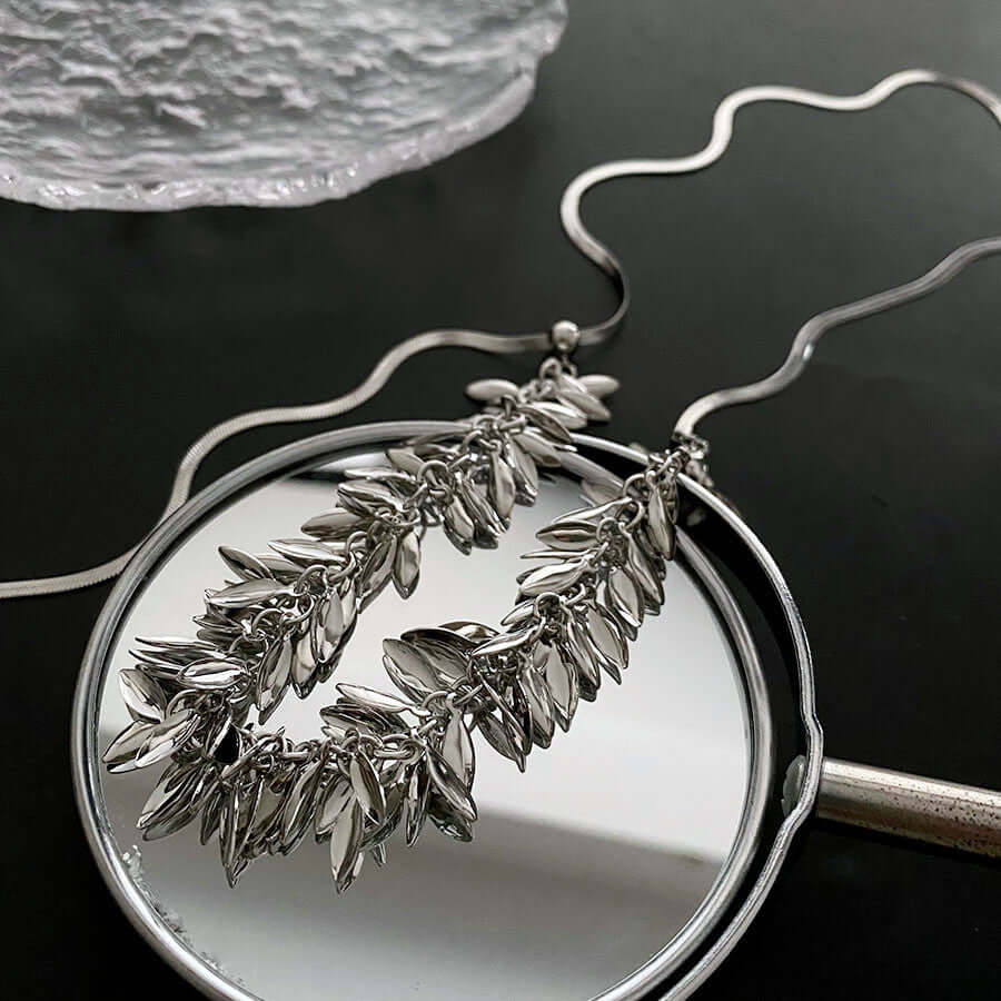 Sequin Leaf Multi-Way Y Chain Tassel Necklace for Women | Adjustable Layered Statement Jewelry | Perfect for Parties, Weddings & Evening Events | EH1775