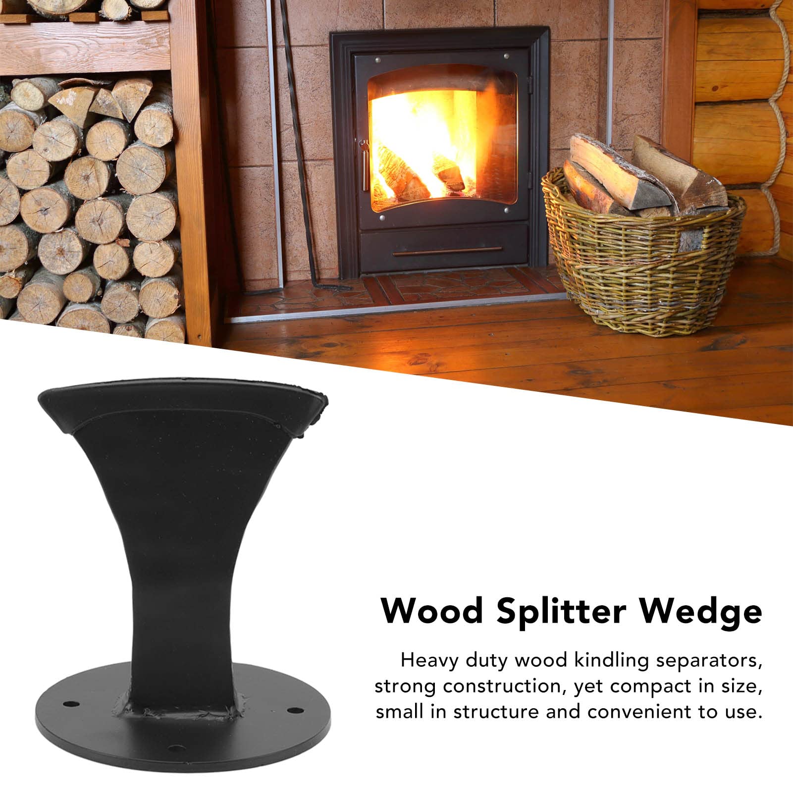 Heavy Duty Manual Firewood Kindling Splitter - Quick Wood Wedge Tool for Small Fireplace & Wood Stove | Perfect for Camping, Backyard Fire Pits & Home Heating | Black