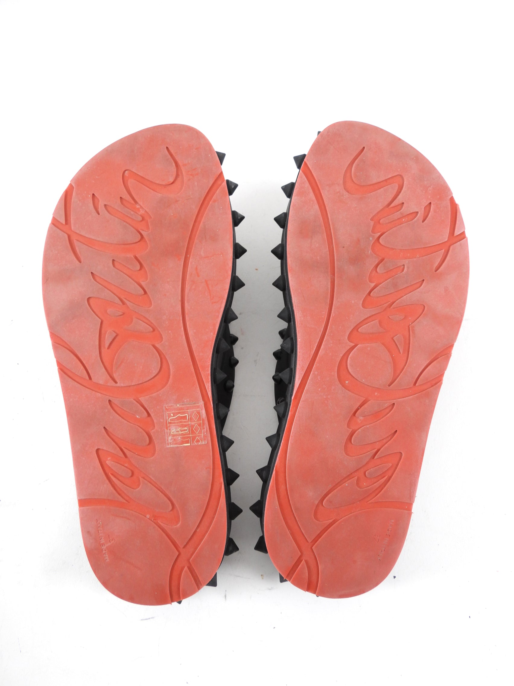Christian Louboutin Black Studded Rubber Thong Sandals - Women's Size 37 - Perfect for Beach, Pool, and Summer Vacations