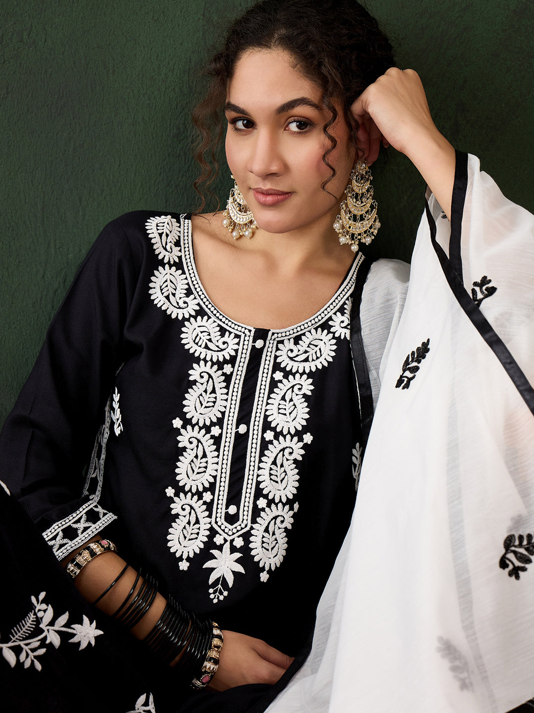 Elegant Black Pant Suit with Designer Chikankari Embroidery - Perfect for Weddings, Parties & Formal Events