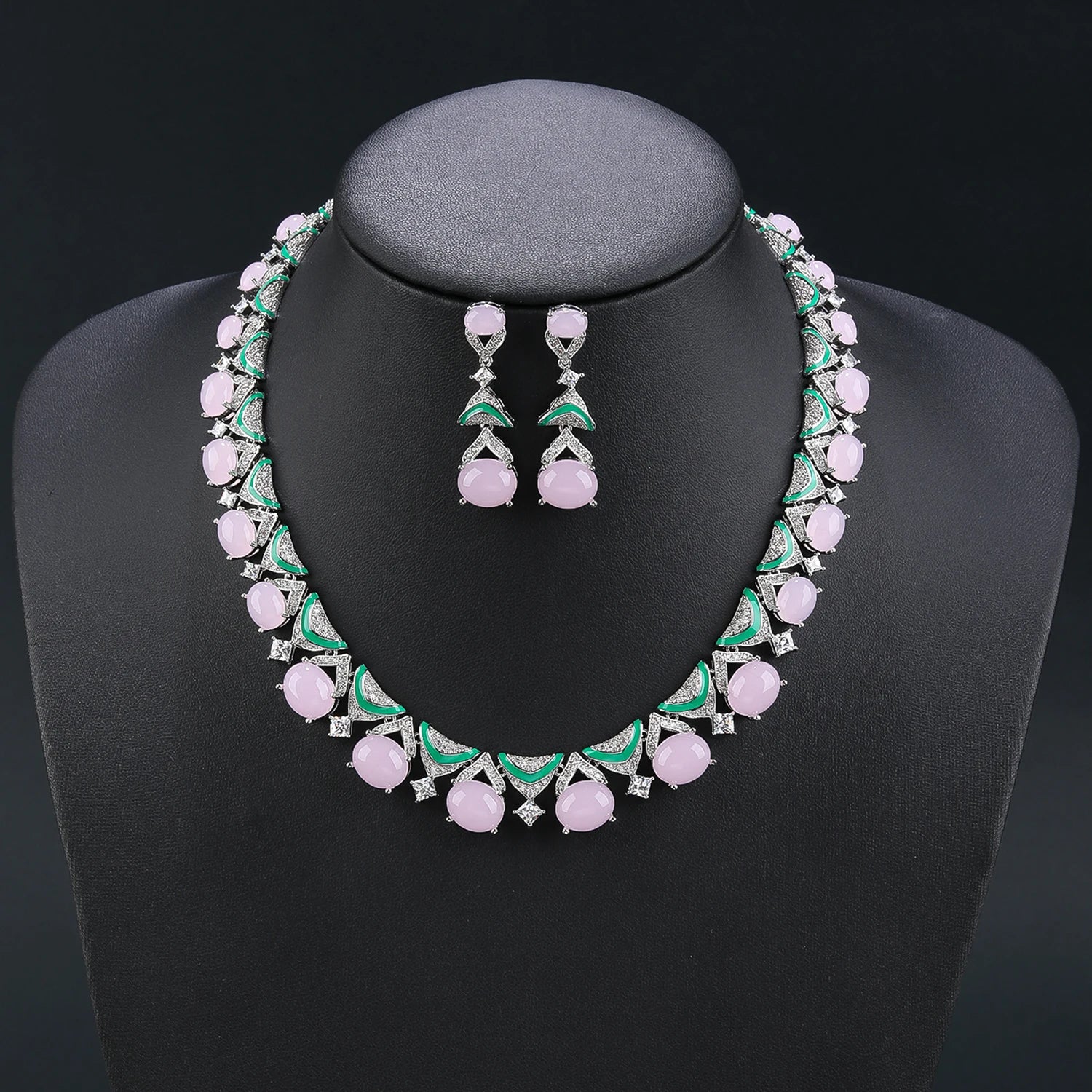 Luxury Cubic Zirconia Collarbone Necklace Jewelry Set for Women - Elegant Wedding & Dubai Bride Accessories - Perfect for Bridal, Evening Parties & Special Occasions