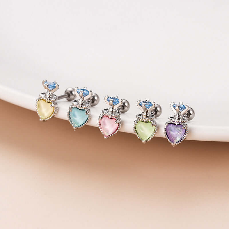 20G Cartilage Tiny Stud Earrings - Heart & Conch Helix Studs for Women | HSPJ800 | Perfect for Daily Wear, Parties & Gifts