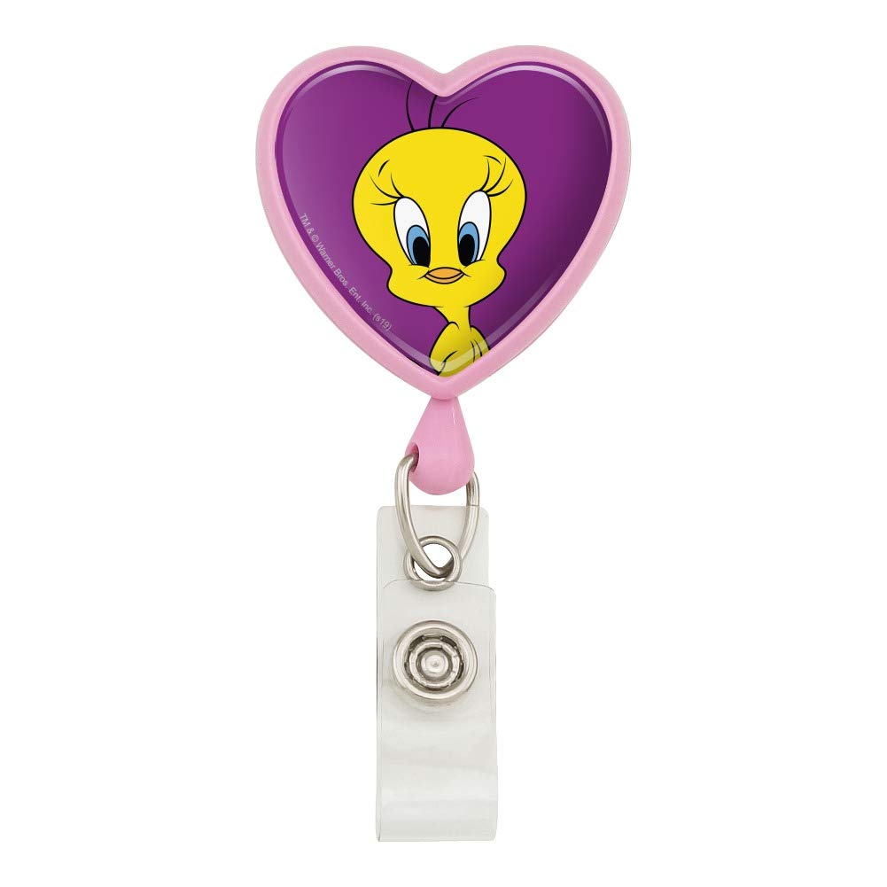 Looney Tunes Tweety Bird Heart Lanyard - Retractable ID Badge Holder with Reel for Work, School & Events - Perfect for Teachers, Nurses, and Office Professionals