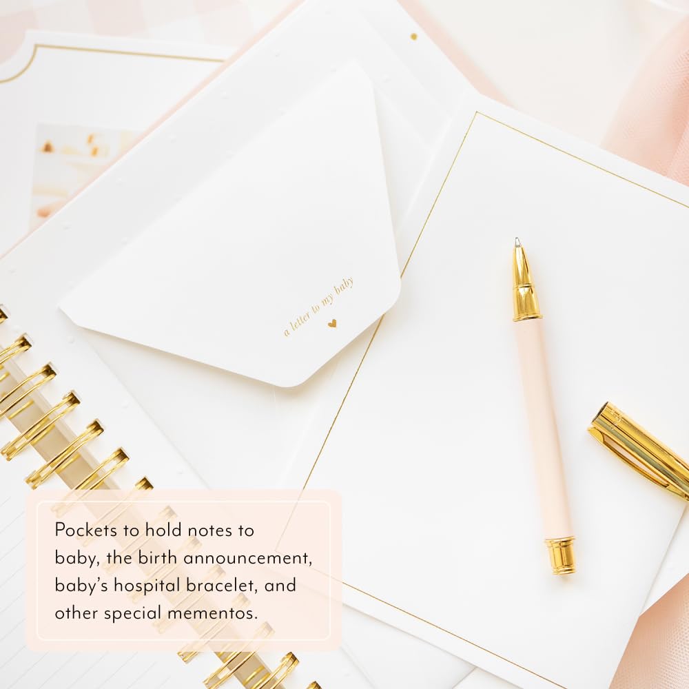Premium Sugar Paper Baby Keepsake Book - Gender Neutral Memory Journal for Pregnancy to First Year Milestones | Cloth Hardcover with Pocket Storage | Perfect Baby Shower Gift & New Parent Present | Mist Green Cover | Ideal for Recording First Smiles, Steps & Special Moments