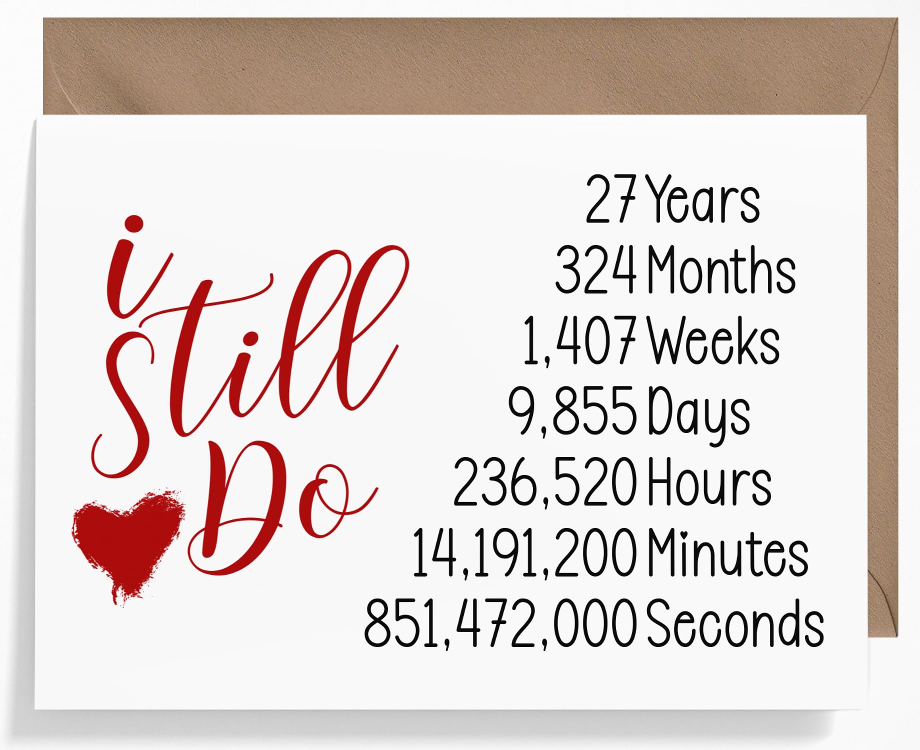 27th Anniversary Card - 'I Still Do' Romantic 27 Year Wedding Anniversary Greeting Card for Husband or Wife - Perfect for Celebrating Love & Milestones