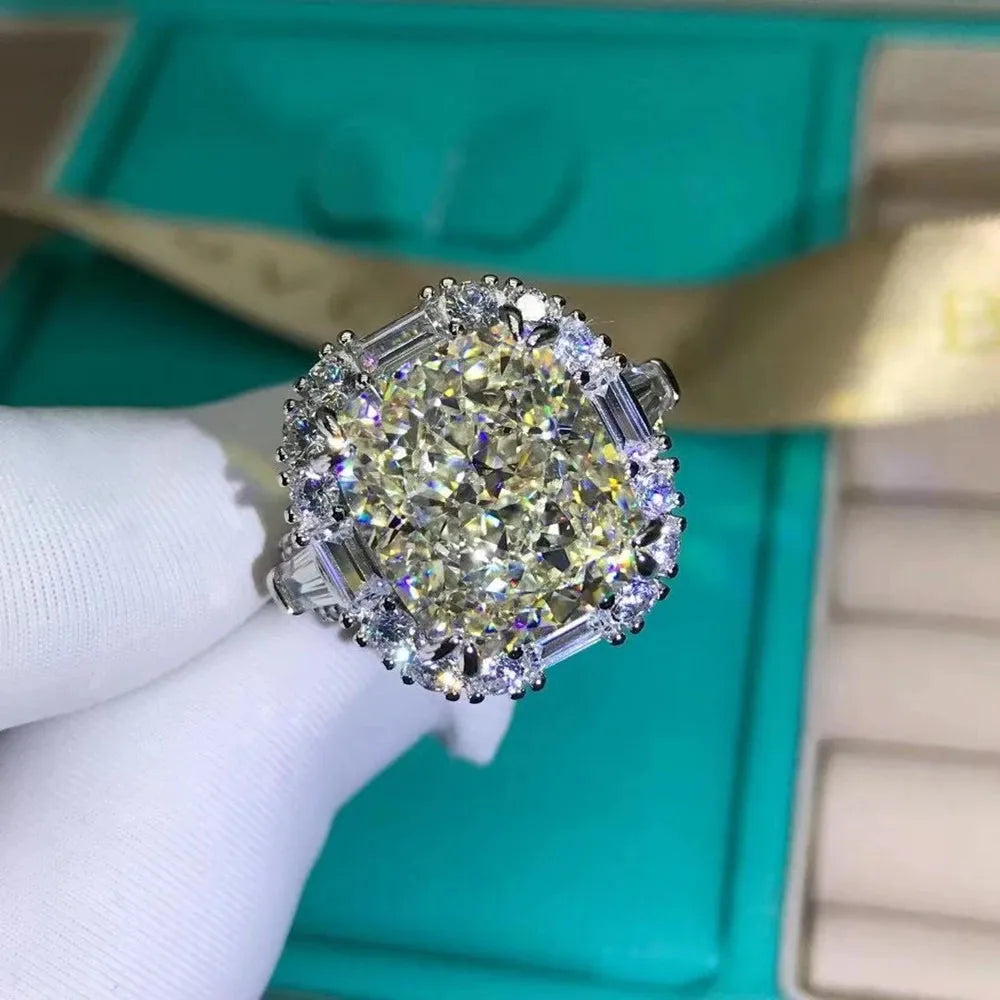 8CT VVS D Color Cushion Cut Created Moissanite Engagement Ring - 925 Sterling Silver Custom Wedding Jewelry for Proposal, Anniversary & Special Occasions