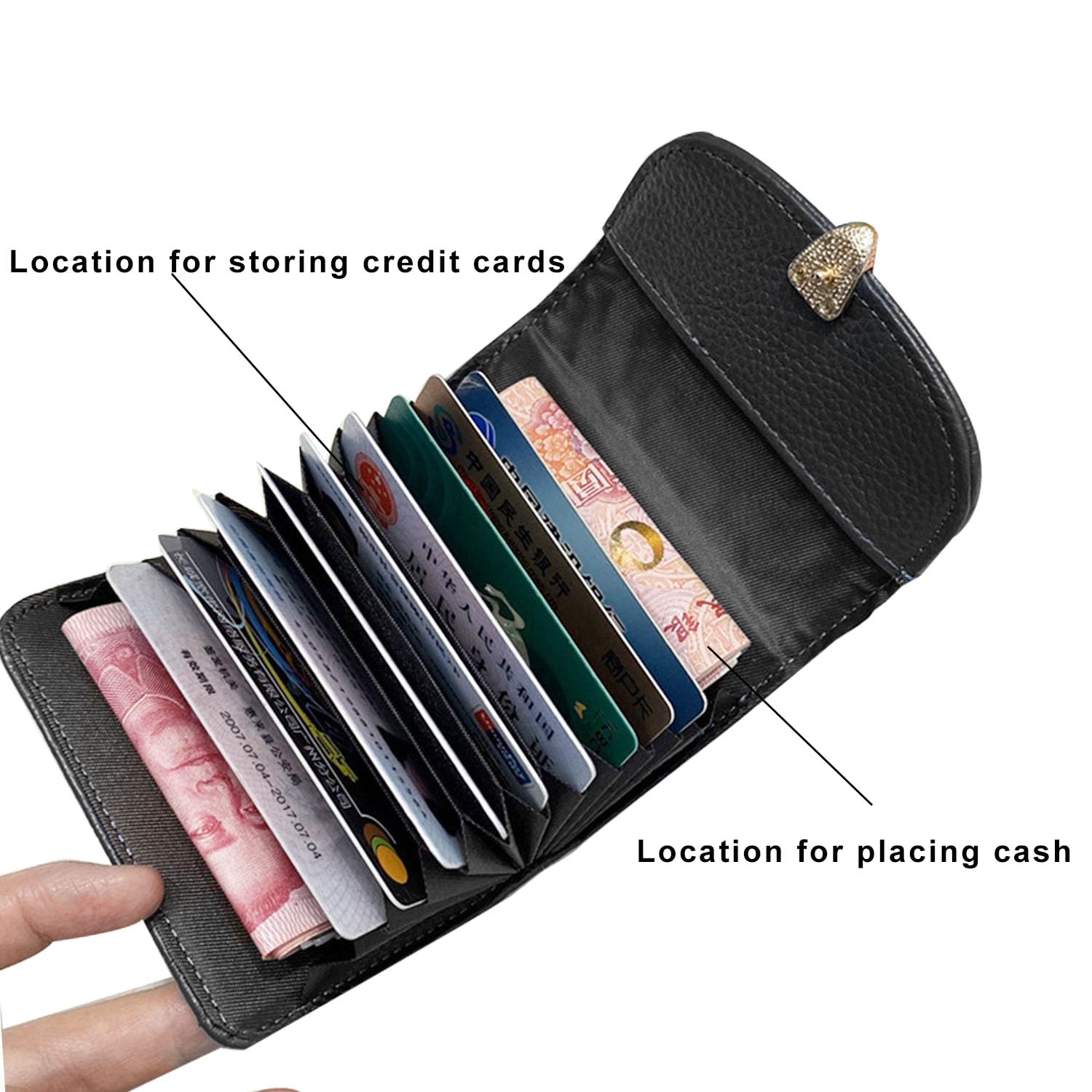 Women's Leather Wallet with Credit Card Holder & ID Window - Compact Slim RFID Blocking Bifold Wallet for Everyday Use (Black) - Perfect for Travel, Shopping, and Business