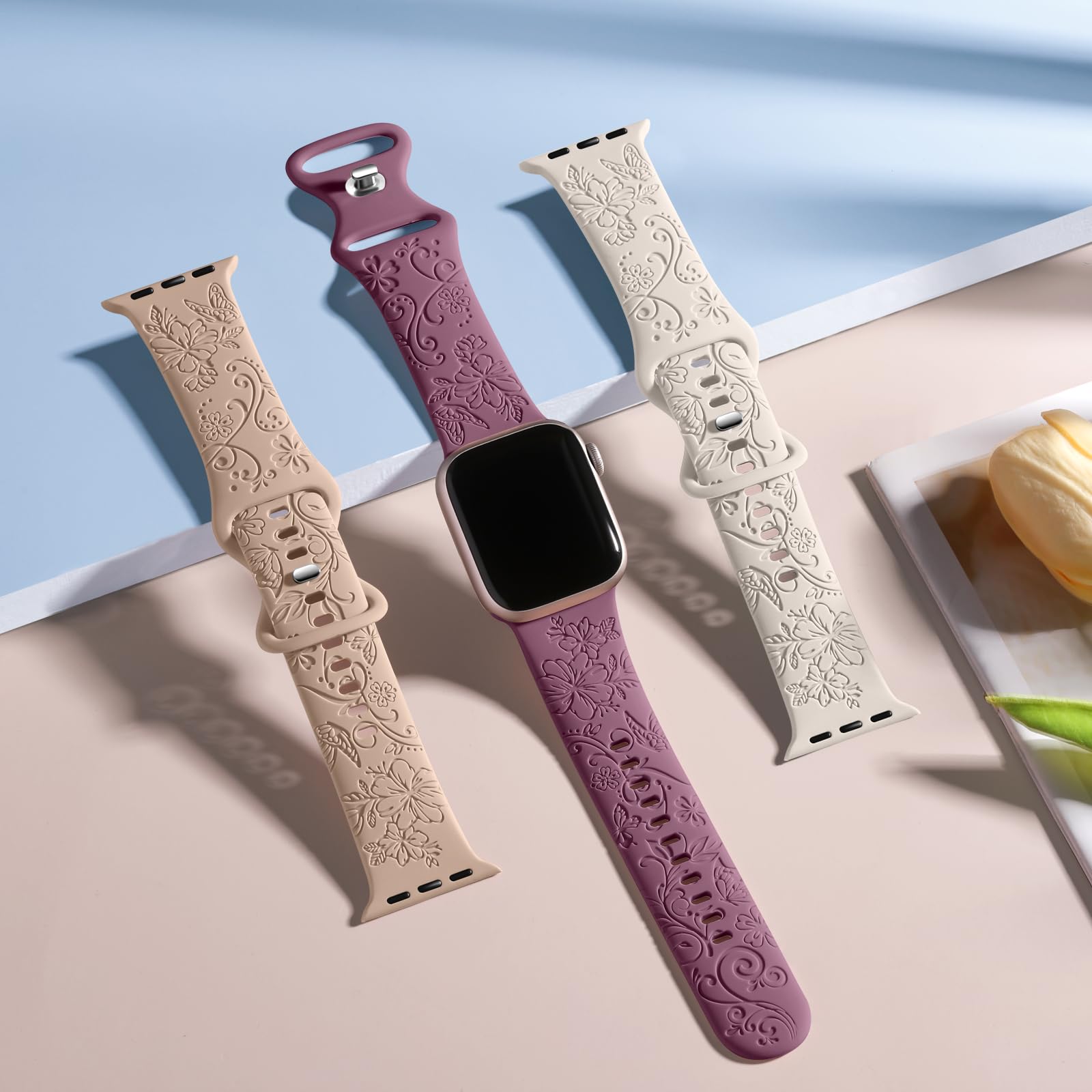 Premium Soft Silicone Replacement Band for Apple Watch Series 10/9/8/7/6/5/4/3 & SE - Stylish Sport Bracelet Compatible with 38mm 40mm 41mm 42mm 44mm 45mm 46mm iWatch - Perfect for Workouts, Running & Everyday Wear