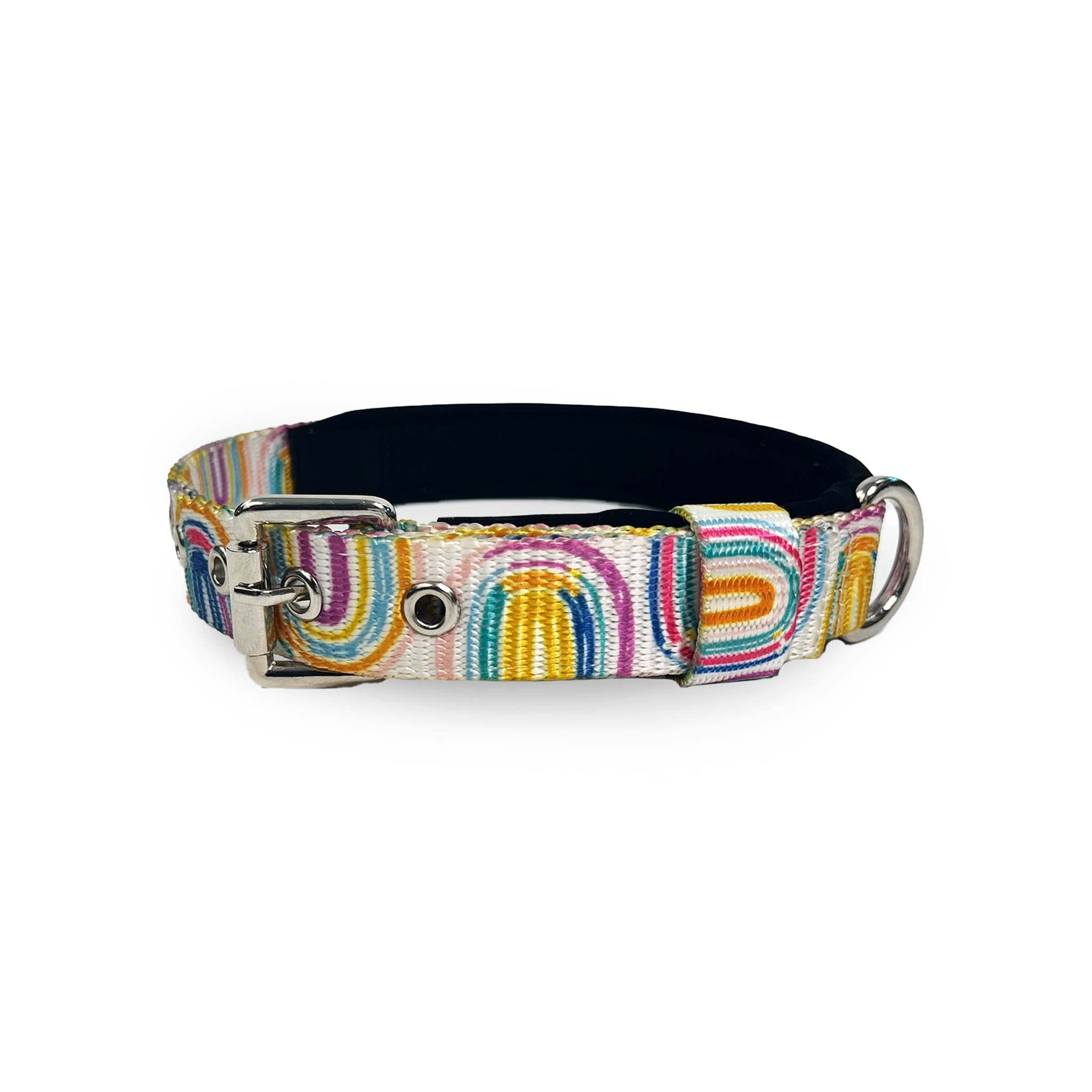 FORFURS Polyester Pride Pin Buckle Dog Collar - Extra Small (0.5 x 10 Inches), Multicolor Rainbow Design for LGBTQ+ Pets | Perfect for Pride Parades, Pet Parties & Everyday Walk