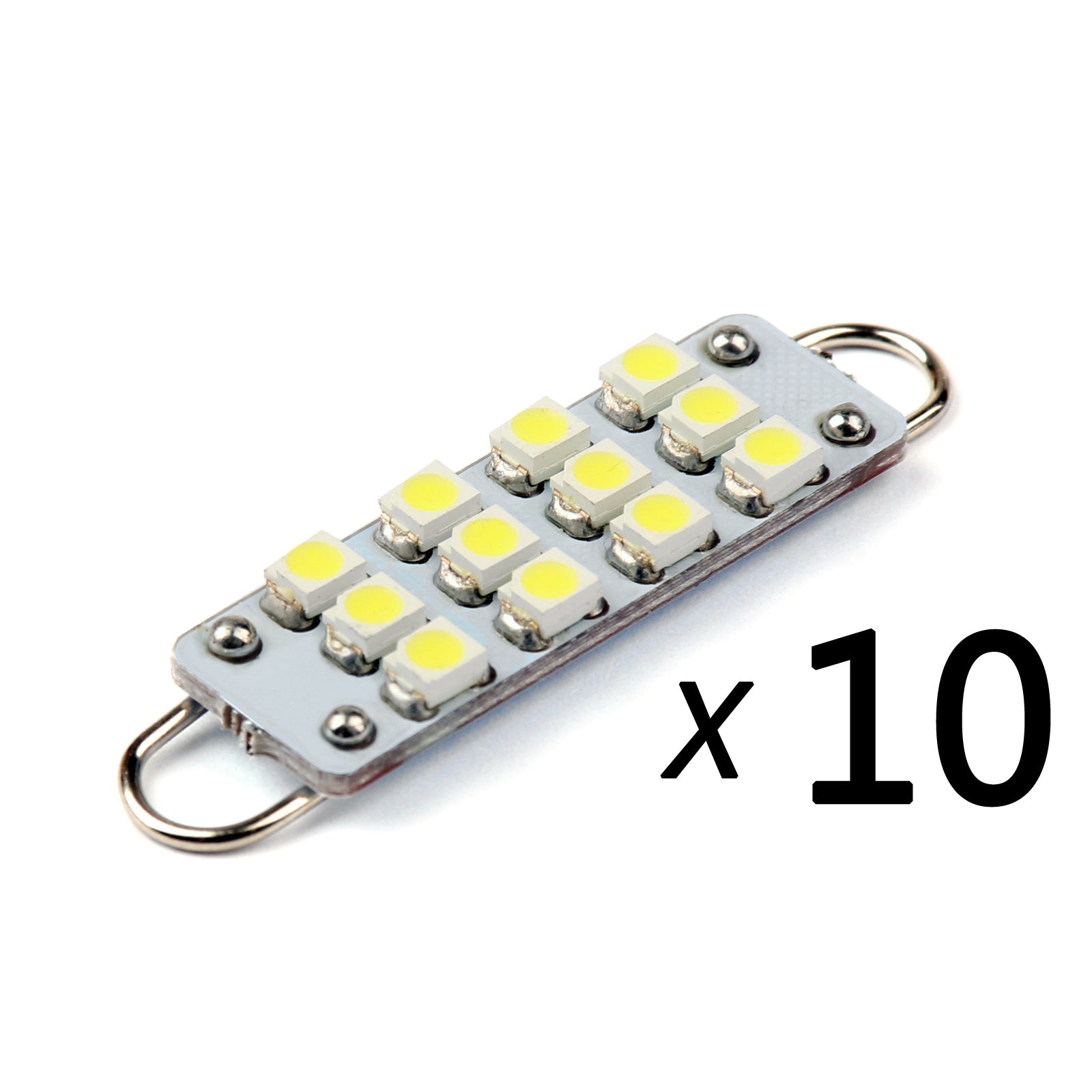 10x Super White Festoon 44mm 12 SMD Rigid Loop LED Light Bulbs 1.73