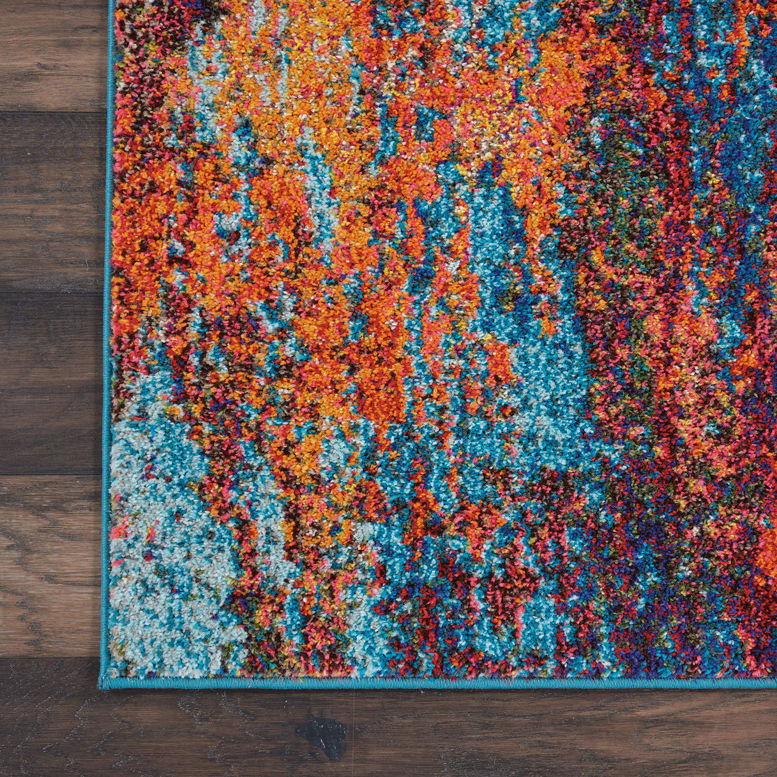 Nourison Celestial Red/Blue Atlantic 3' x 5' Contemporary Abstract Area Rug - Non-Shedding, Easy to Clean - Perfect for Bedroom, Living Room, Dining Room & Kitchen Decor (3x5)