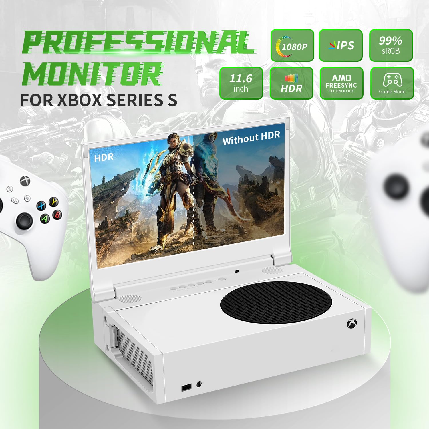 G-STORY 11.6 Inch Portable Gaming Monitor for Xbox Series S - 1080P Full HD IPS Screen with Dual HDMI, HDR, FreeSync, Built-in Speakers, Eye Care Mode | Perfect for Travel, Bedroom Gaming & Office Work