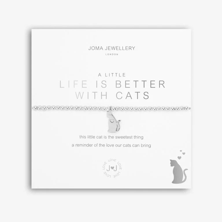 Joma Jewellery Cat Lover Bracelet - Sterling Silver Adjustable Bangle for Women - Perfect Gift for Cat Owners & Pet Lovers (Ideal for Birthdays, Anniversaries & Everyday Wear)