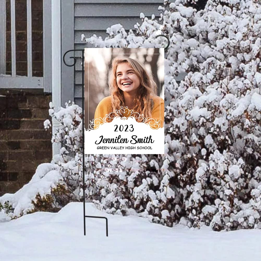 Custom Double-Sided Graduation Garden Flag with Photo - Personalized Yard Banner for Spring & Summer Outdoor Decor (12.6x18.5 Inch) - Perfect for Graduation Parties, Front Yard Displays & Seasonal Home Decorations