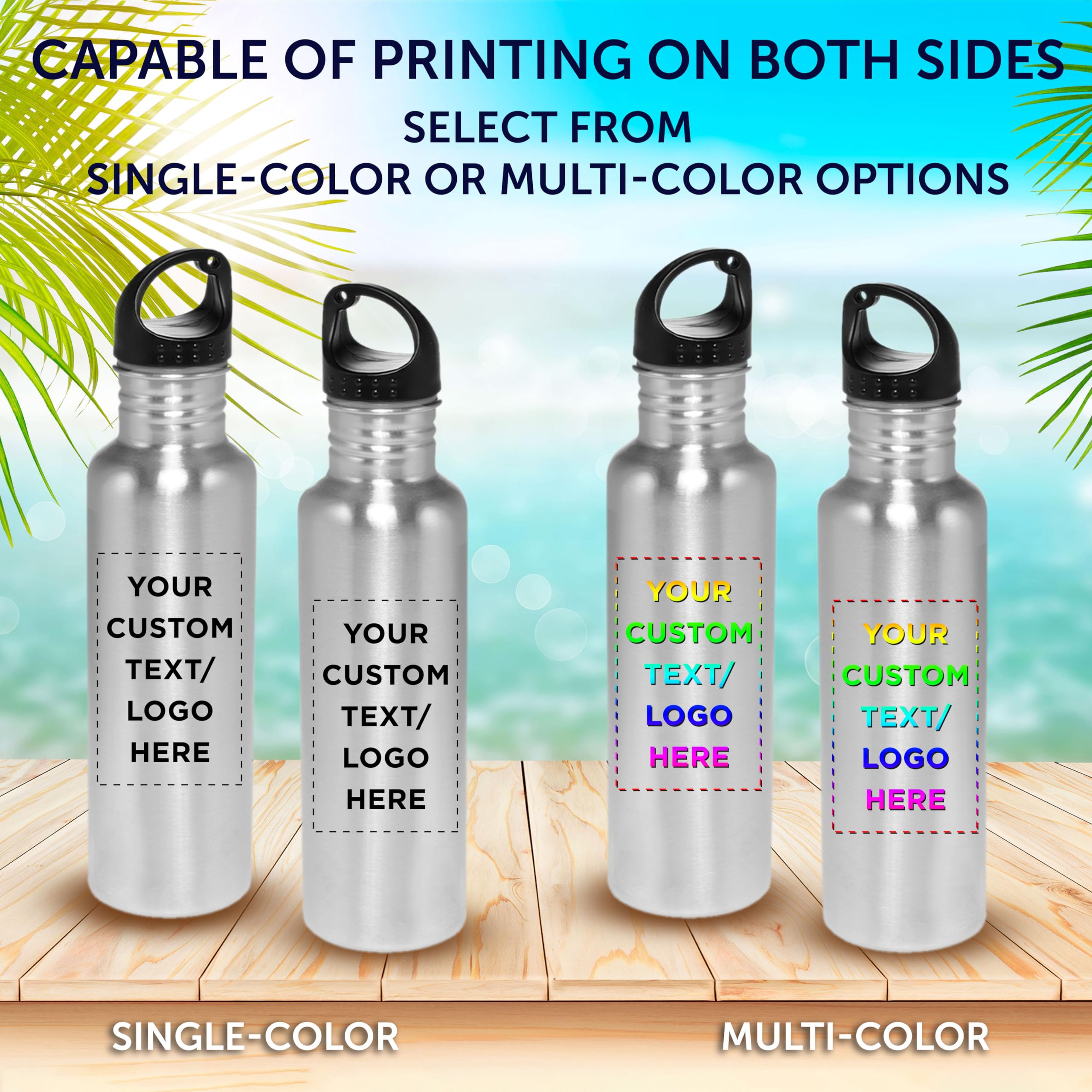 Custom Stainless Steel Water Bottles 26oz (Set of 10) - Personalized Bulk Pack, Reusable & Leak Proof - Ideal for Gym, Hiking, Camping, Outdoor Sports - Silver | Perfect for Team Gifts, Corporate Events & Eco-Friendly Hydration
