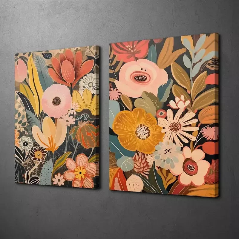 2pcs Mid Century Modern & Bohemian Style Canvas Wall Art - 50x75cm Framed High Quality Print | 100% Australian Made | Ready to Hang | Perfect for Living Room, Bedroom & Office Decor