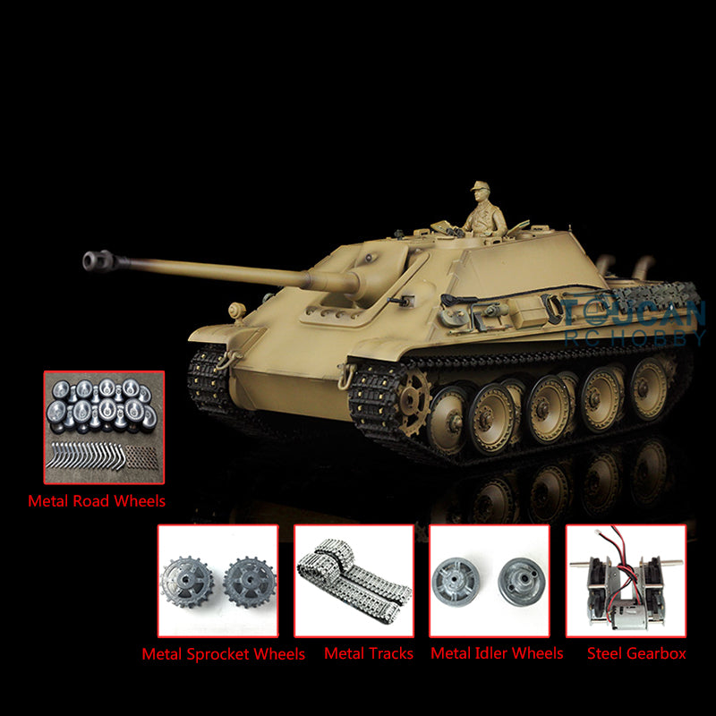 Henglong 1/16 Scale 7.0 Customized Radio Control RC Tank 3869 Jadpanther RTR with Metal Road Wheels, Tracks & Smoking System - Ready-to-Run Military Model for Collectors & Battle Simulation