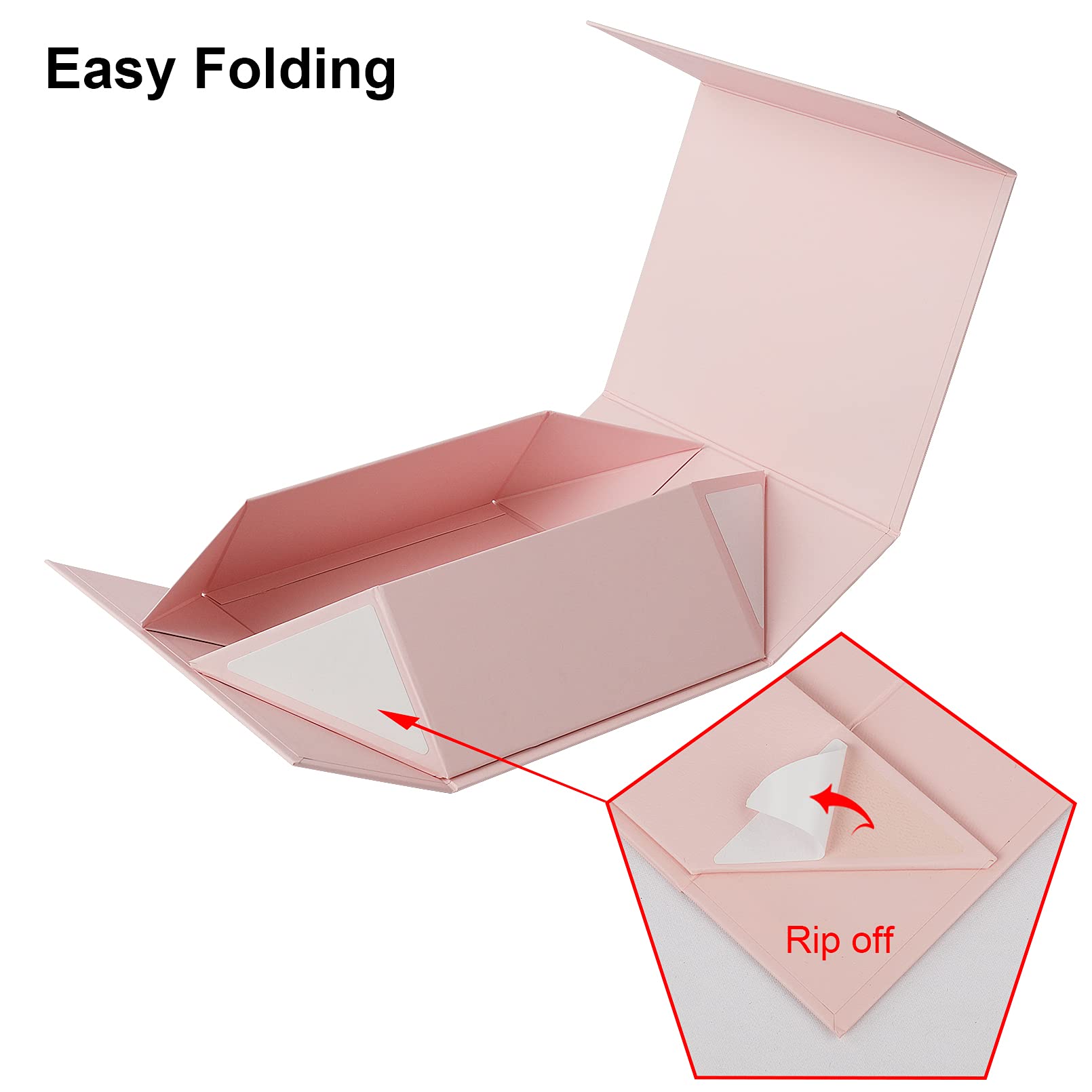 Magnetic Gift Box 3-Pack - Pink Collapsible with Lids for Birthdays, Mother's Day