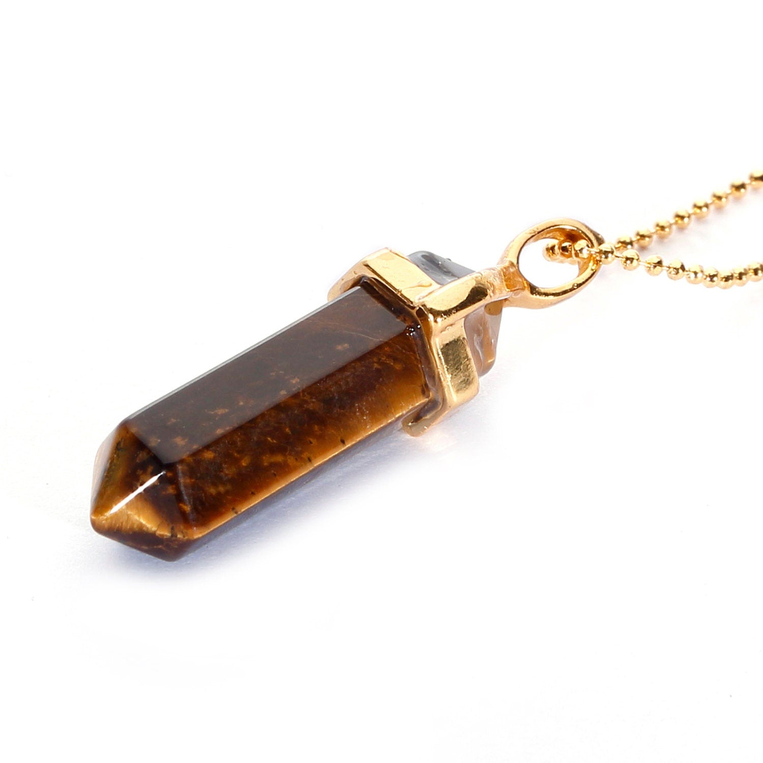 5 Pack Healing Crystal Pendant Necklace Set - 40x8mm Gold Chain with Yellow Tiger Eye, Aventurine, Lapis Lazuli, Rose Quartz & Amethyst | Chakra Balancing, Meditation & Spiritual Gift for Women