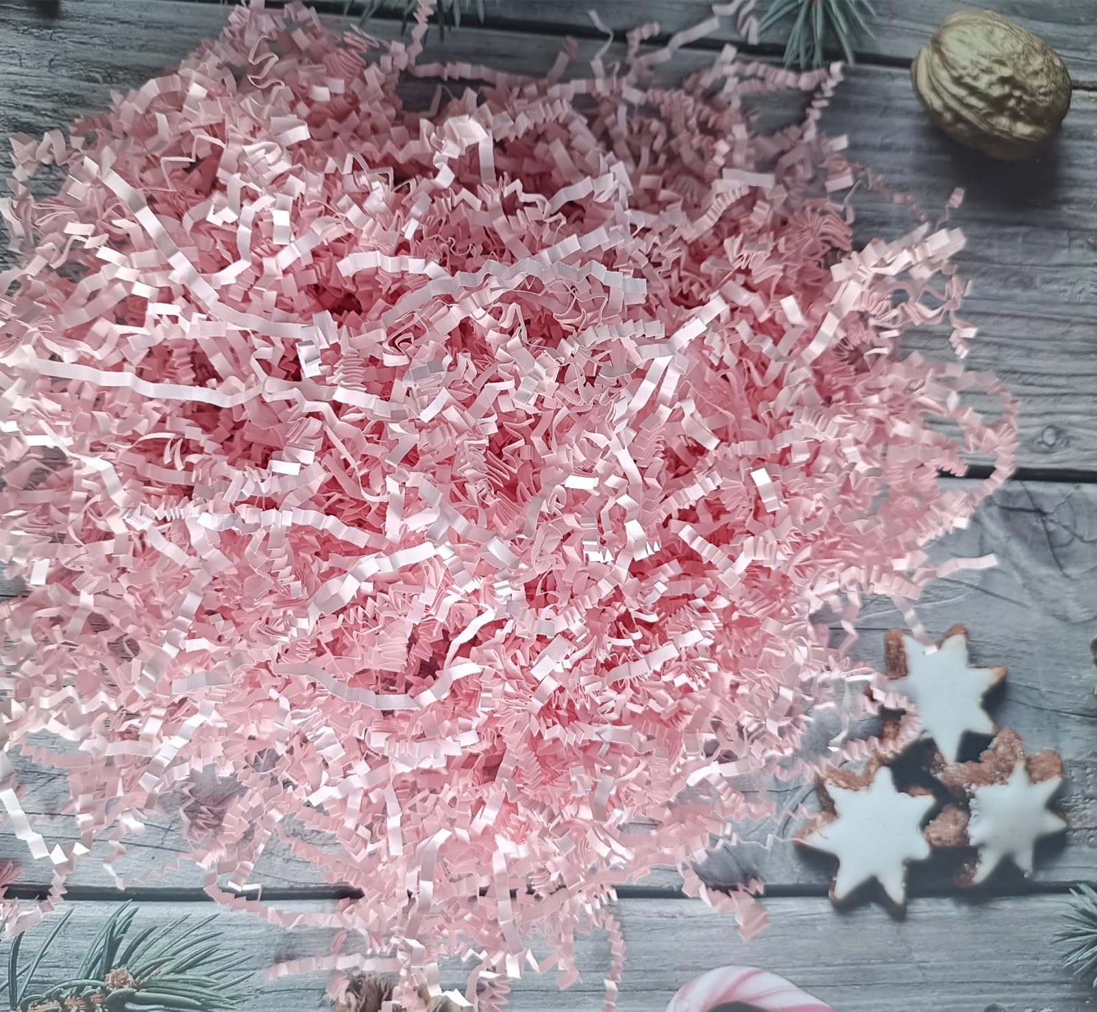JHESAO 1LB Pink Crinkle Cut Paper Shreds - Gift Box & Basket Filler, Packaging Confetti for Birthdays, Weddings & Party Decorations