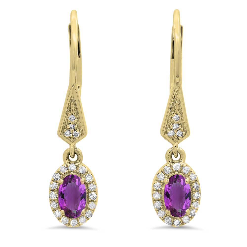 Dazzlingrock 10K Solid Yellow Gold Halo Dangling Drop Earrings for Women | Elegant Jewelry Gift for Brides, Party & Special Occasions