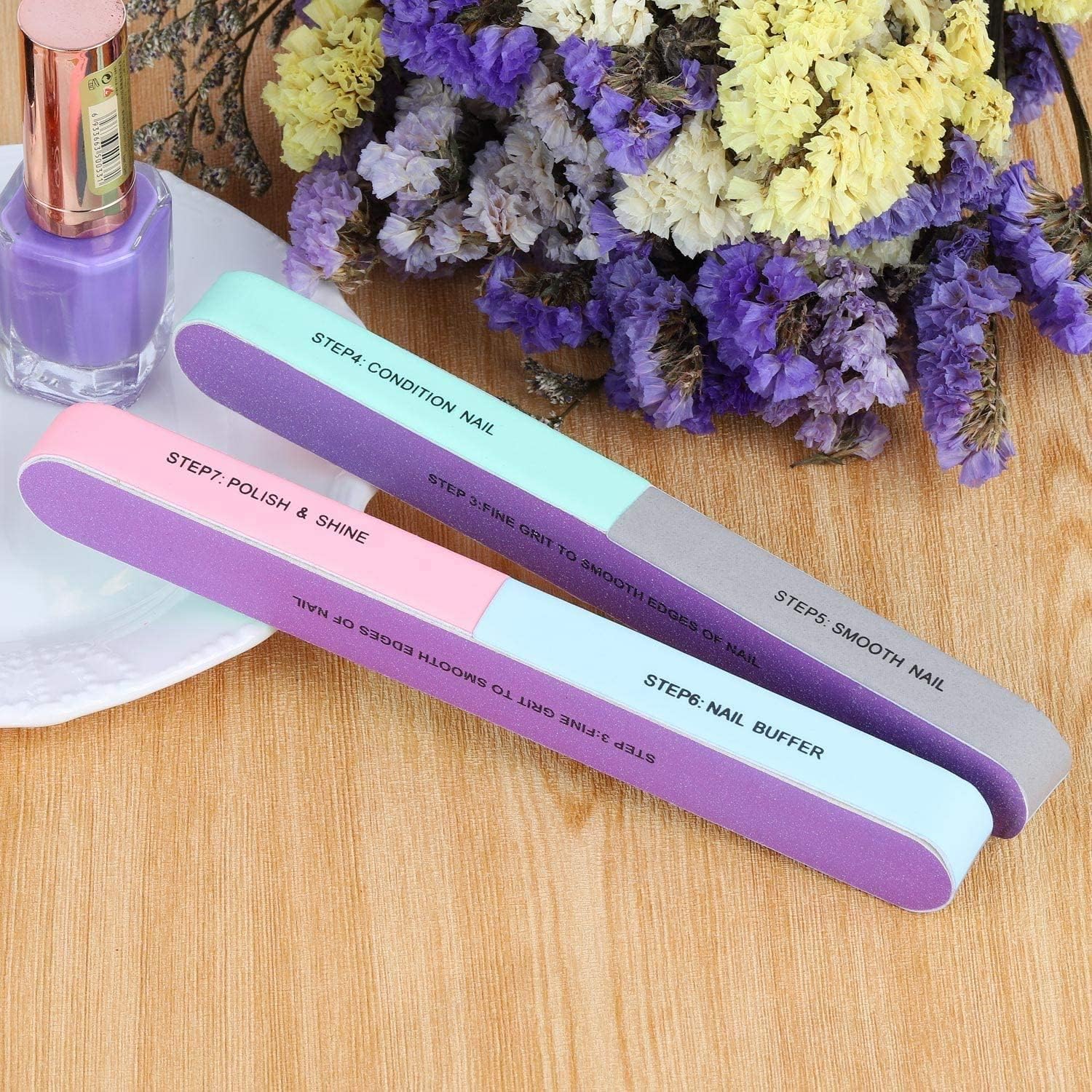 ZAUKY Professional Double-Sided Nail Buffer & Sponge File - 7-in-1 Manicure Pedicure Sanding Tool for Smooth Nails - Multi-Color Nail Art Supplies (1Pc) - Perfect for Home Salon, DIY Nail Care & Professional Use